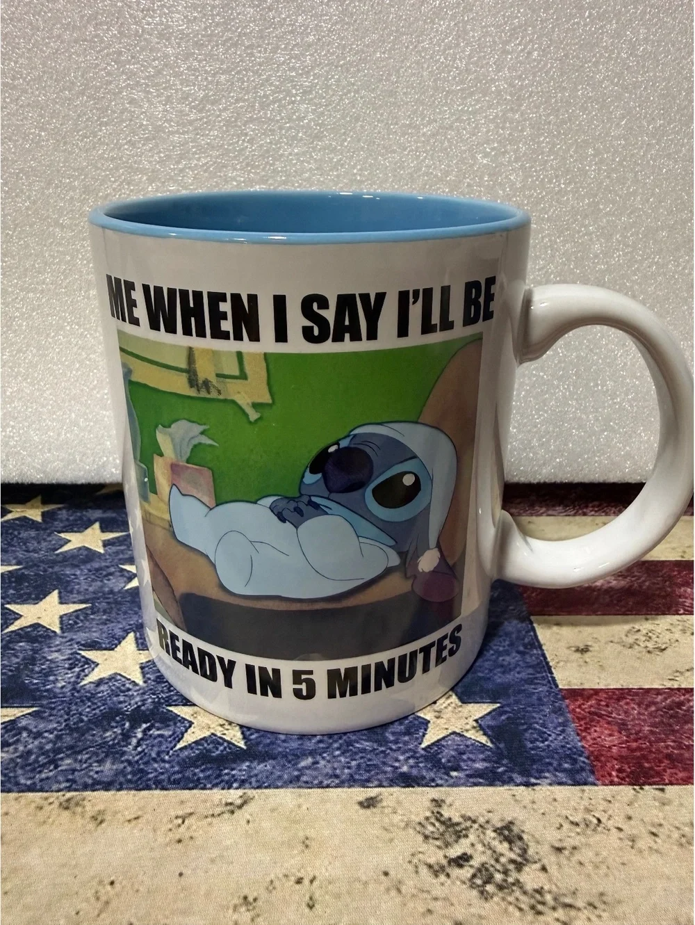 Disney Lilo & Stitch Ready in 5 Minutes Mug 20 Oz Silver Buffalo Kawaii Blue